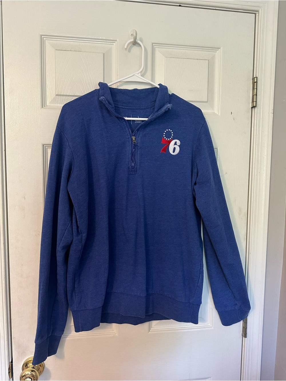 Blue Hooded Sixers Quarter Zip - Picture 2 of 3